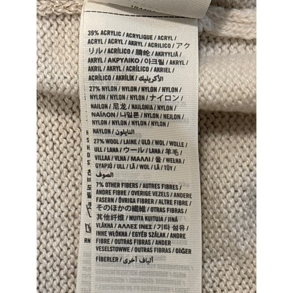 Abercrombie & Fitch Womens L Holiday Metallic Cream Striped Long Sleeve Sweater - Picture 5 of 10